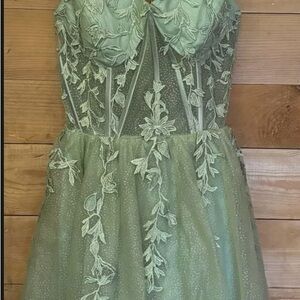 Elegant Green Floral Dress
